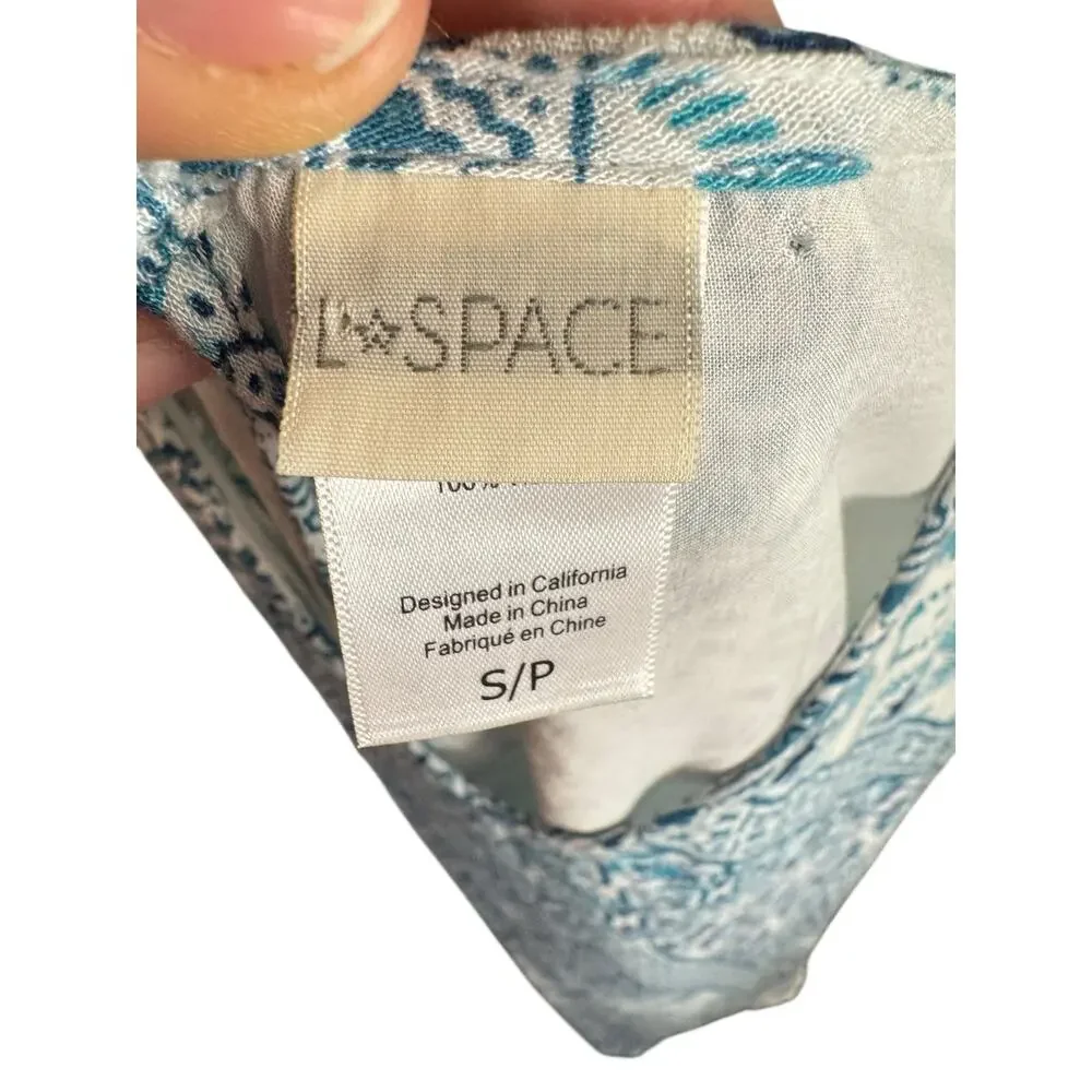 L*SPACE NWOT Girl in Motion Dress Blue Patchwork Swim Coverup Shoulder Ties Sz S - Picture 4 of 12